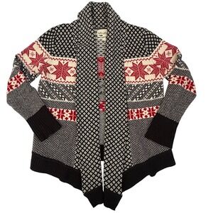 Telluride Clothing Co Lambswool Cardigan Sweater Size L Red Nordic FairIsle